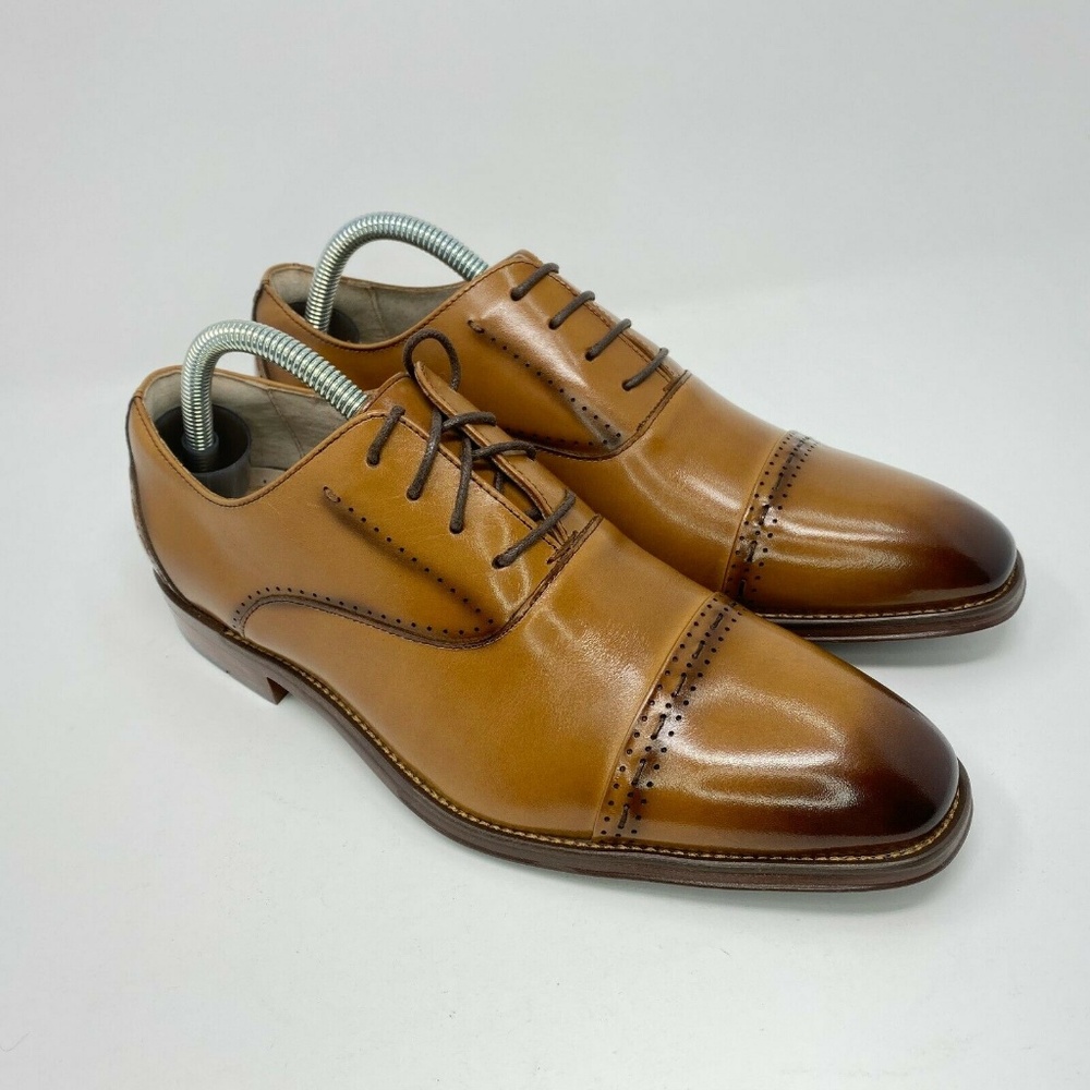 Stacy Adams Barris Cap Toe Oxford Tan Men's Sz 7.5